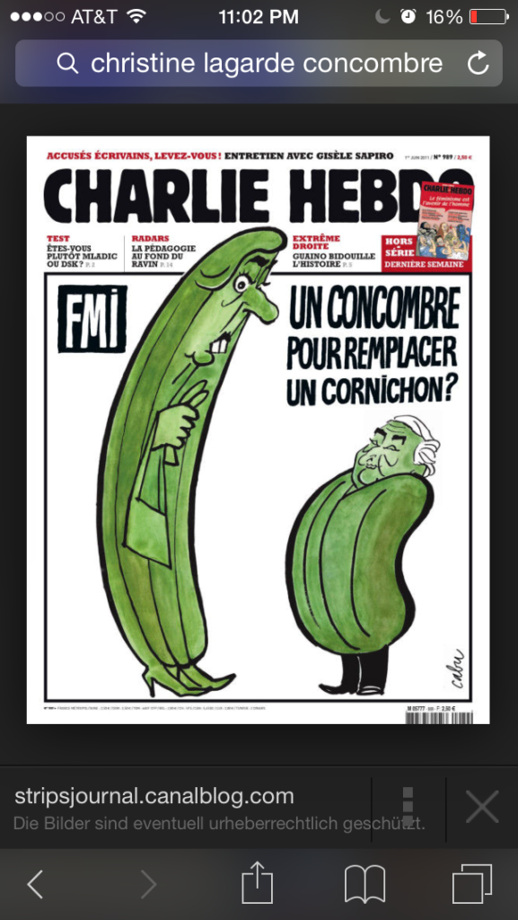 Charlie Hebdo, caricature de Cabu - un concombre pour remplacer un cornichon?